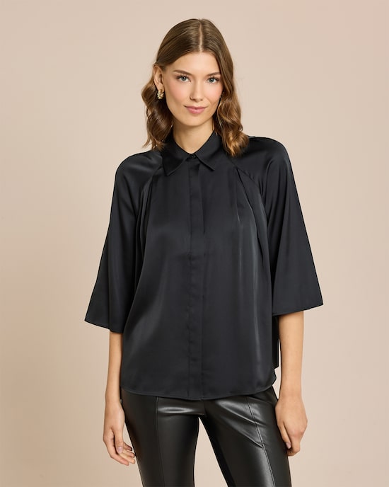 Produktabbildung für Bluse aus Satin mit 3/4 Arm