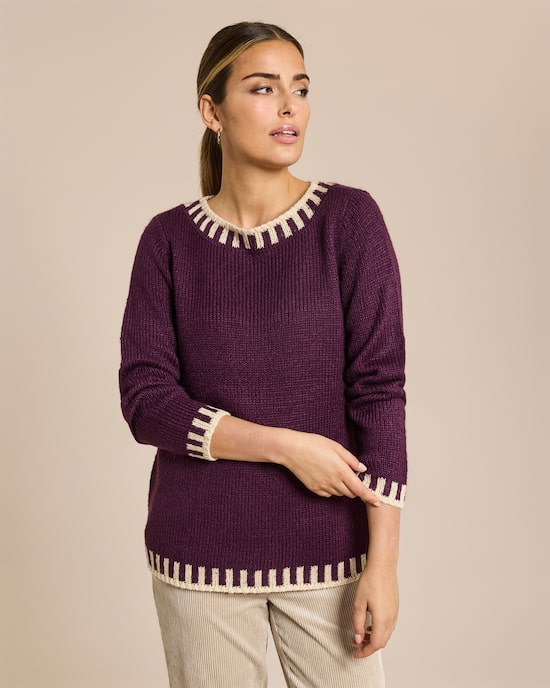 Produktabbildung für Grobstrick-Pullover mit Kontrast