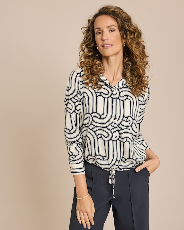 Bluse mit Kapuze bedruckt