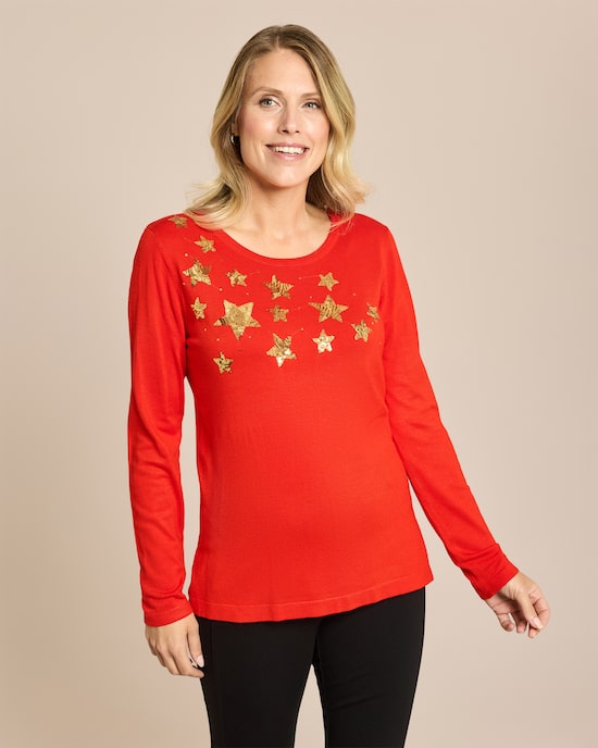 Produktabbildung für Pullover mit Pailletten-Sternen