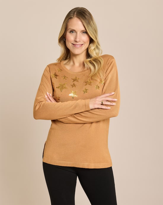 Produktabbildung für Pullover mit Pailletten-Sternen