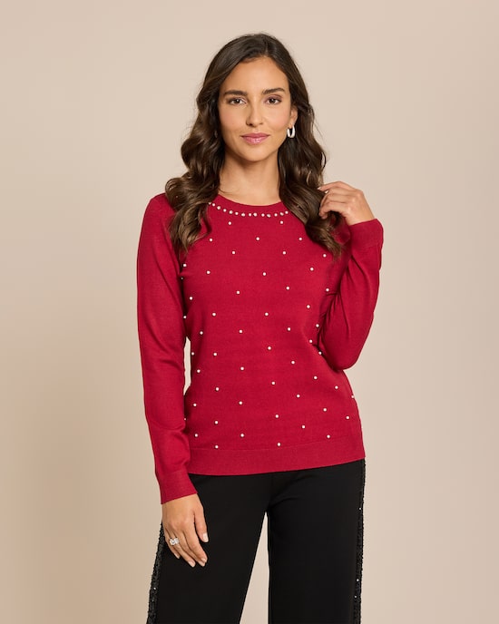 Produktabbildung für Pullover mit Perlendeko