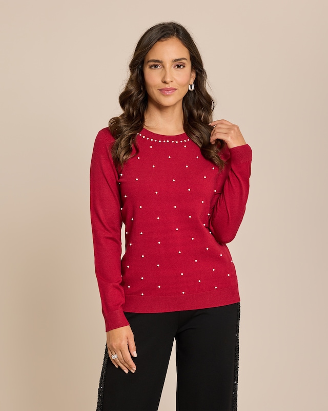 Pullover mit Perlendeko