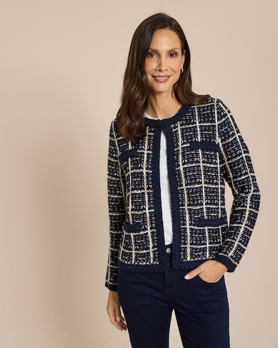 Produktabbildung für Strick-Blazer mit Karomuster