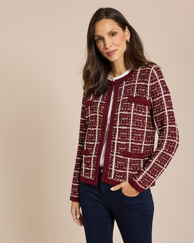 Strick-Blazer mit Karomuster