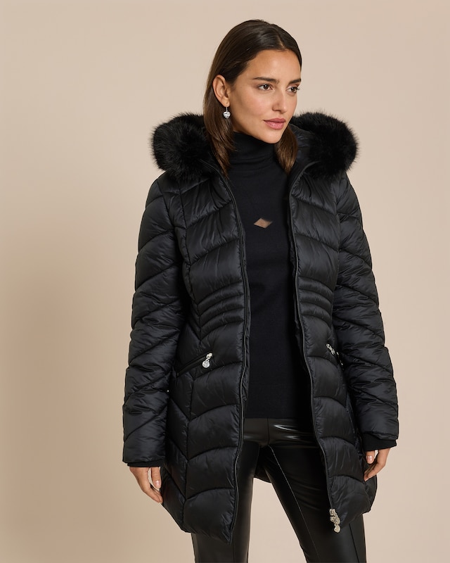 RP Mantel, figurformender Stepp+Webpelz