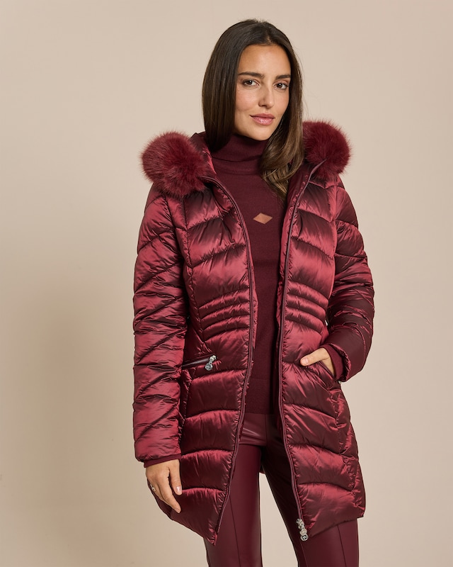 RP Mantel, figurformender Stepp+Webpelz 