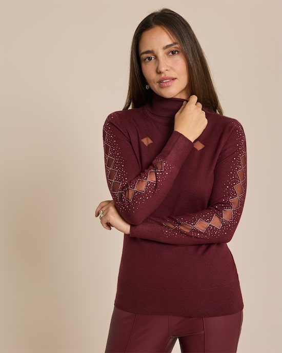 Produktabbildung für Rollkragenpullover mit Meshrauten