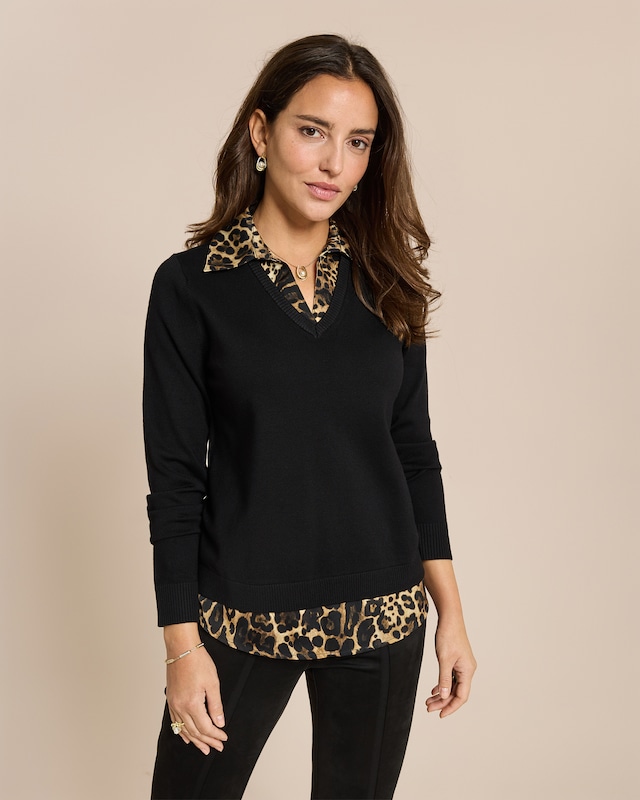 Pullover mit Blusenelementen