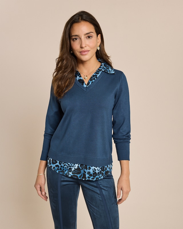 Pullover mit Blusenelementen