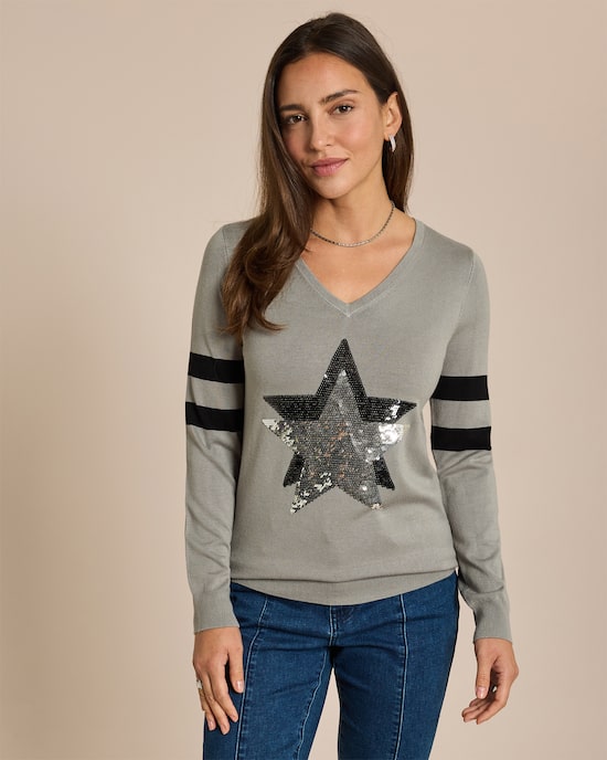 Produktabbildung für Pullover mit Paillettensternen