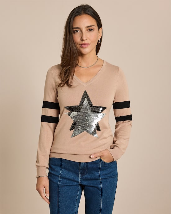 Produktabbildung für Pullover mit Paillettensternen