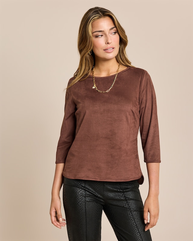 Shirt aus Velourslederimitat