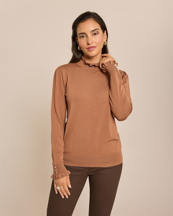 Produktabbildung für Feinstrick Rüschenpullover mit Lyocell