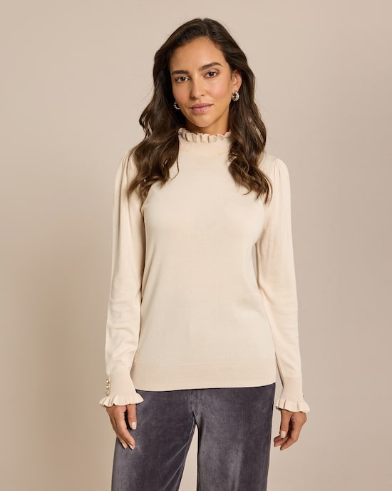 Produktabbildung für Feinstrick Rüschenpullover mit Lyocell