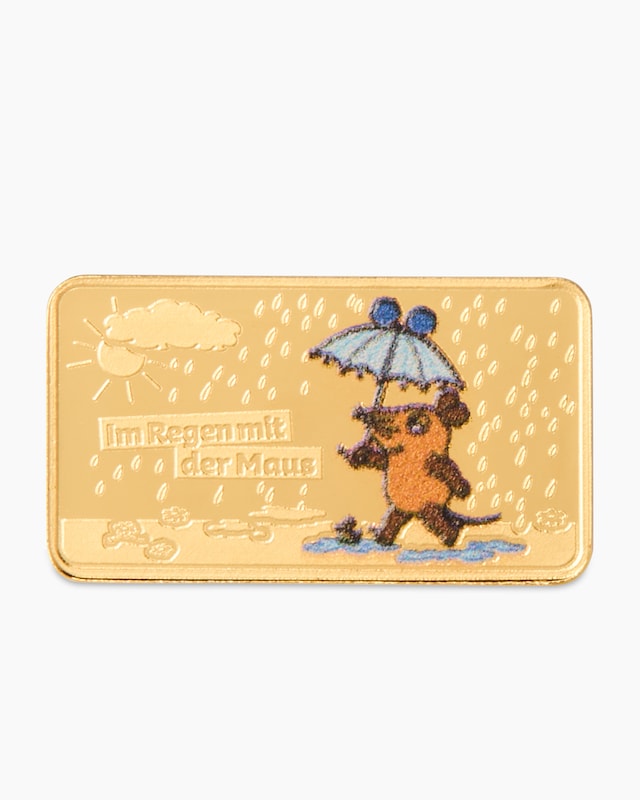 Goldmünzbarren 50 Jahre Die Maus: Im Regen