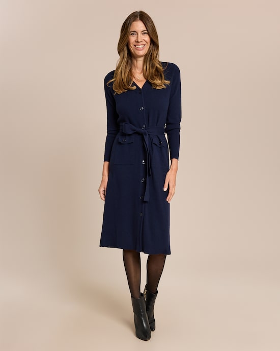 Produktabbildung für Strickkleid mit Knöpfen und Gürtel
