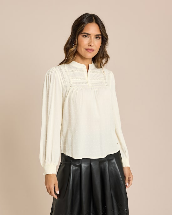 Produktabbildung für Bluse mit Spitzenborten