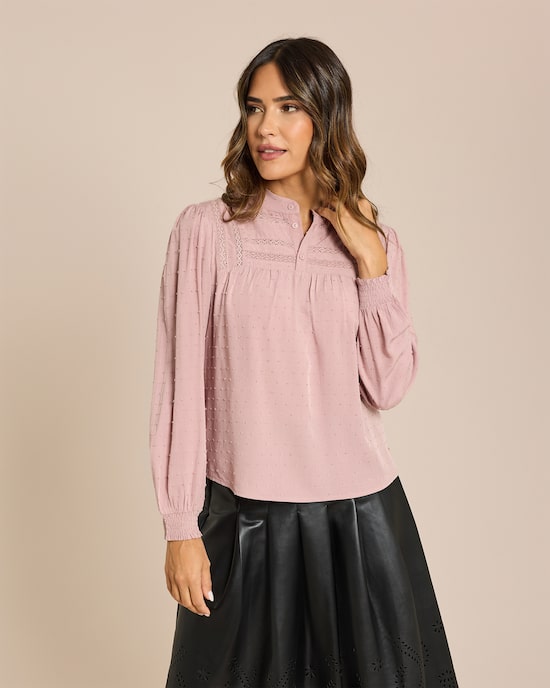 Produktabbildung für Bluse mit Spitzenborten