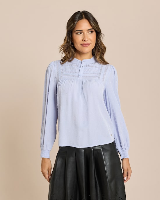 Produktabbildung für Bluse mit Spitzenborten