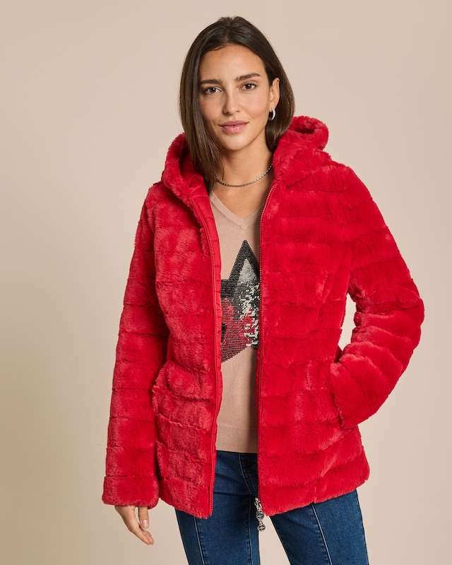 Wendejacke mit Strukturwebpelz