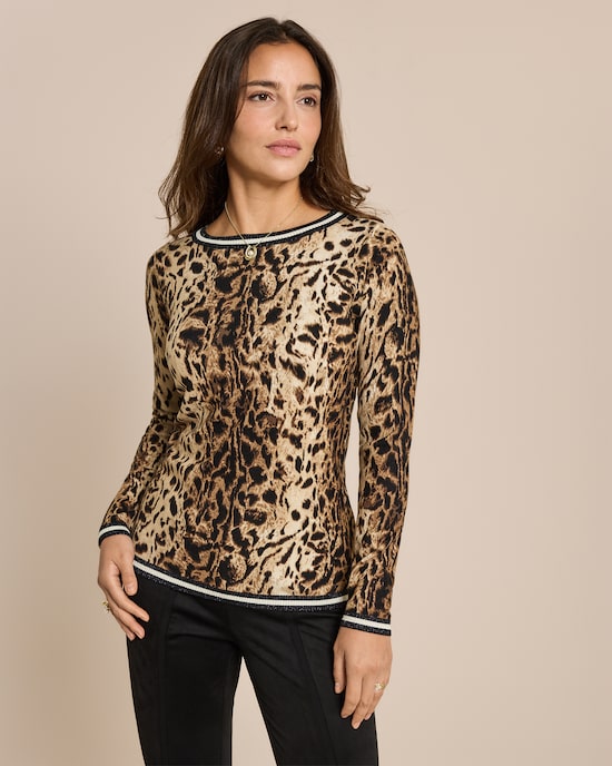 Produktabbildung für Pullover mit Allover-Animaldruck
