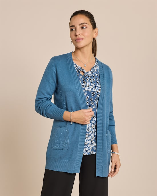 Produktabbildung für Cardigan mit Strassdeko und Zopfstrick