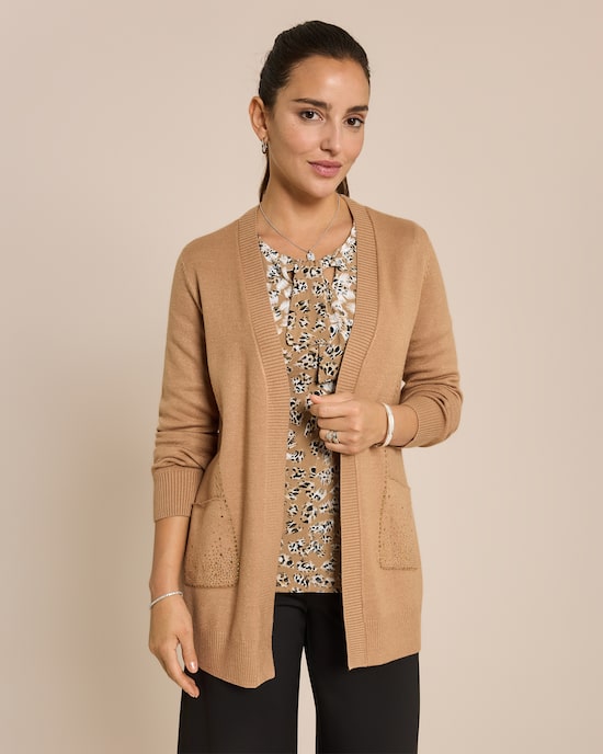 Produktabbildung für Cardigan mit Strassdeko und Zopfstrick