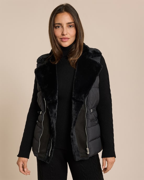 Produktabbildung für Steppweste mit Webpelzkragen