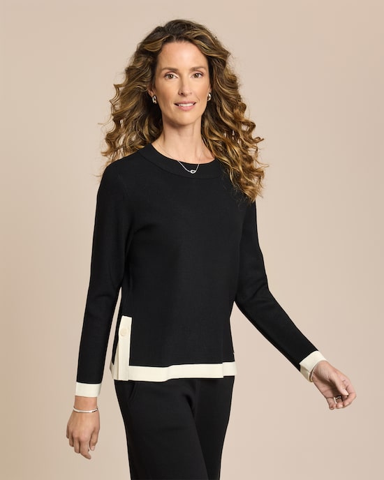 Produktabbildung für Boxy Strickpullover mit Knöpfen