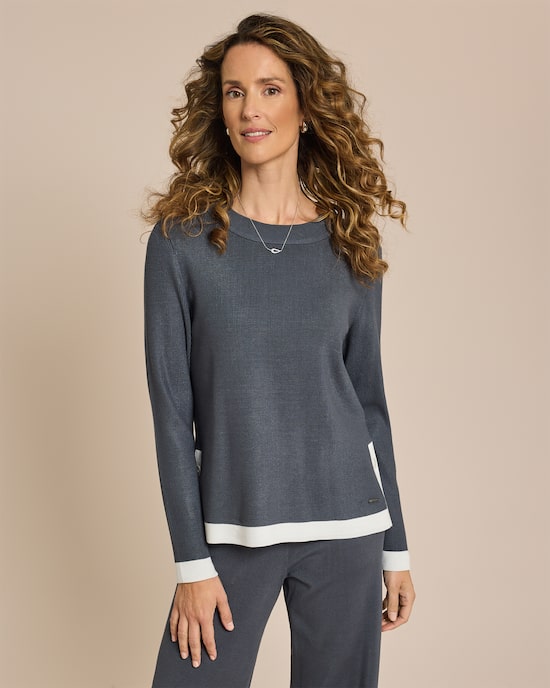 Produktabbildung für Boxy Strickpullover mit Knöpfen