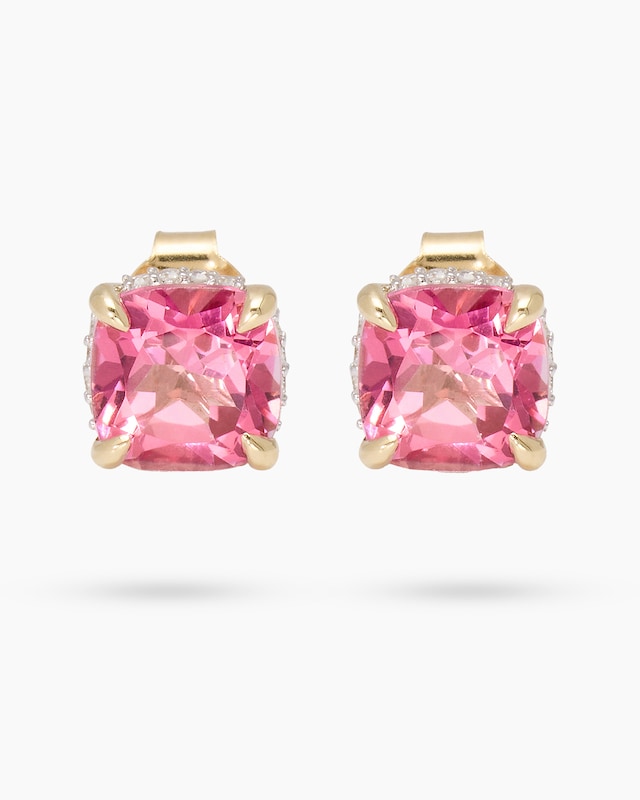 Ohrstecker mit Pink Topas & Brillanten