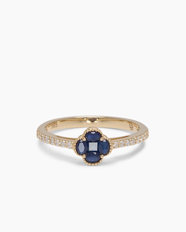 Ring mit Saphir + Brillanten