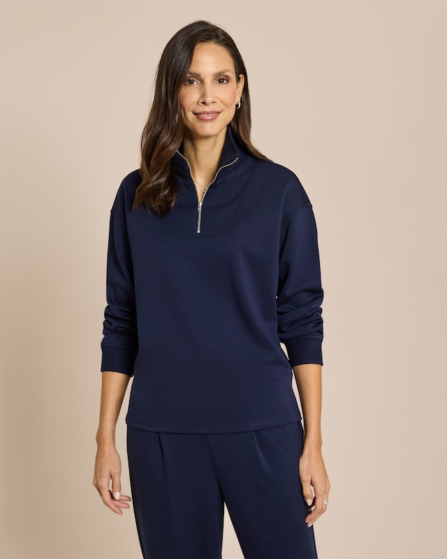 Troyer Sweatshirt mit Strick