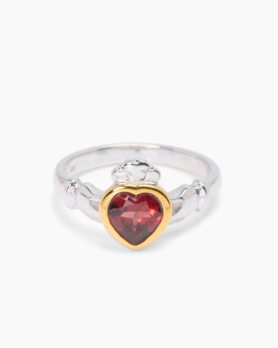 Produktabbildung für Ring "Herz" mit Peridot + Granat