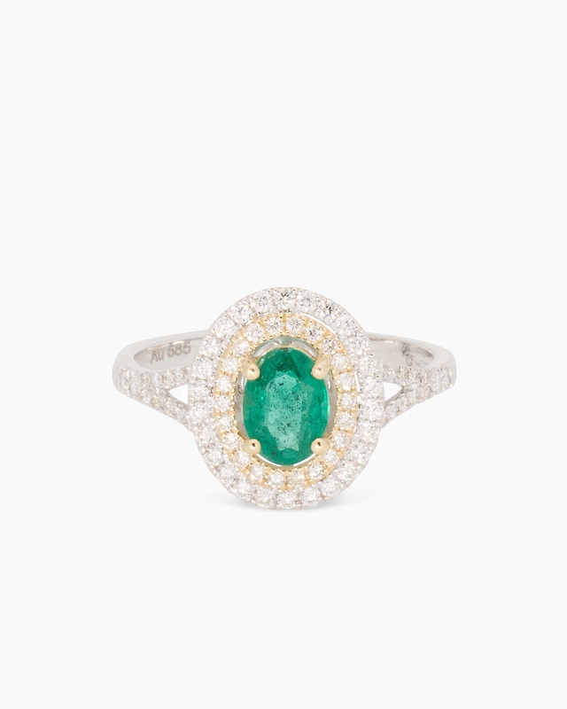 Ring mit Smaragd + Brillanten
