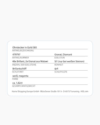Produktabbildung 3 für Ohrstecker mit Malawi Granat + Brillant
