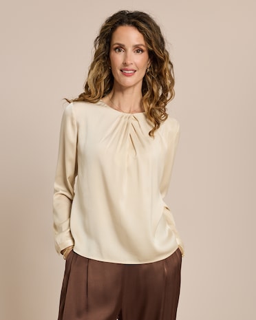 Produktabbildung für Satin-Stretch Bluse mit Kragendetail