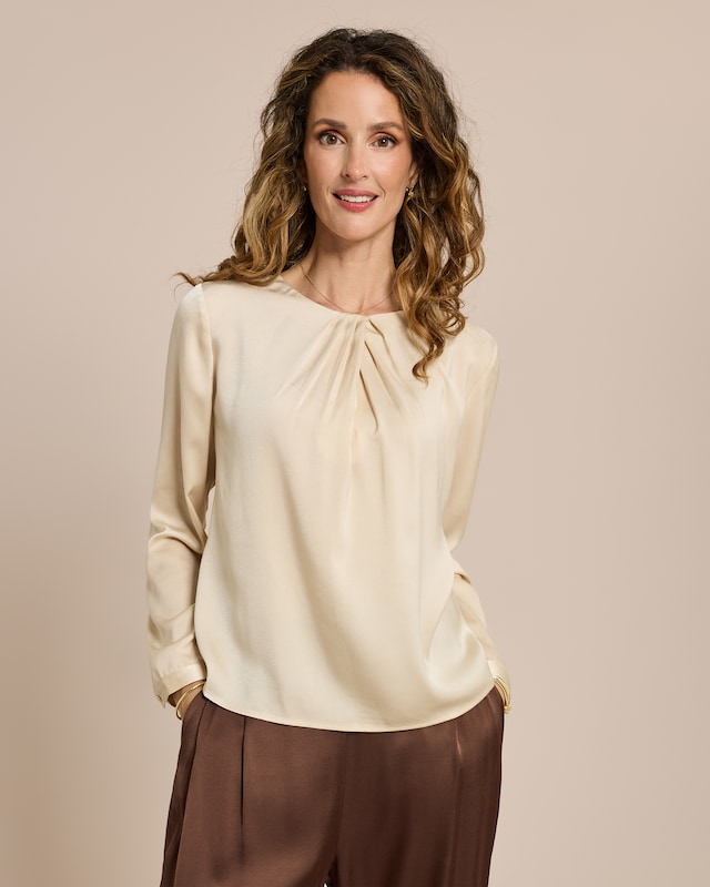 Satin-Stretch Bluse mit Kragendetail