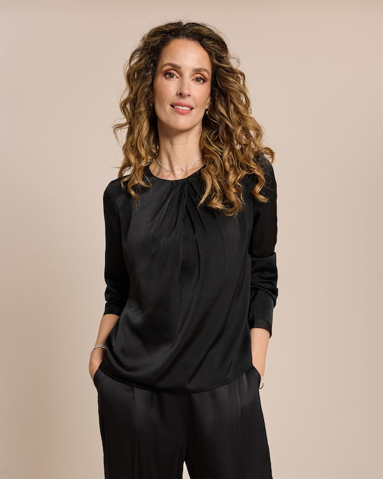 Produktabbildung für Satin-Stretch Bluse mit Kragendetail