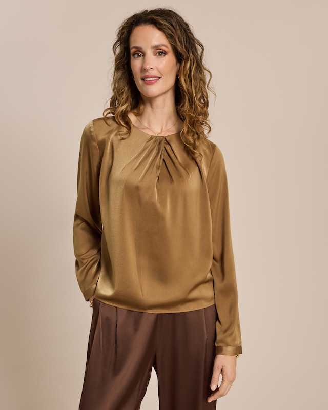 Satin-Stretch Bluse mit Kragendetail