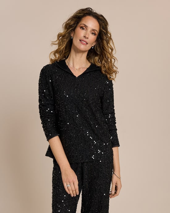 Produktabbildung für Pailletten Shirt mit Kapuze