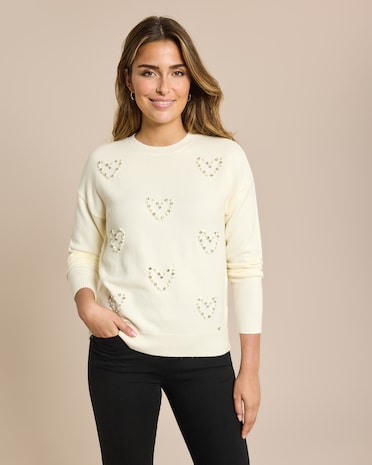 Produktabbildung für Pullover mit Perlenherzen