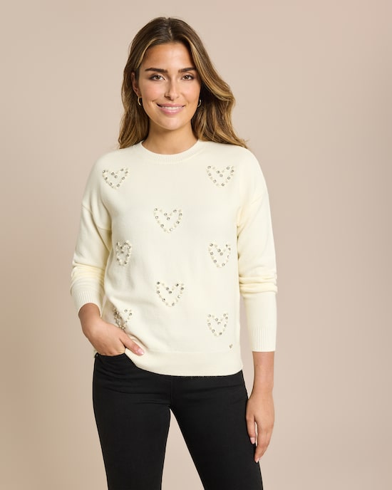 Produktabbildung für Pullover mit Perlenherzen