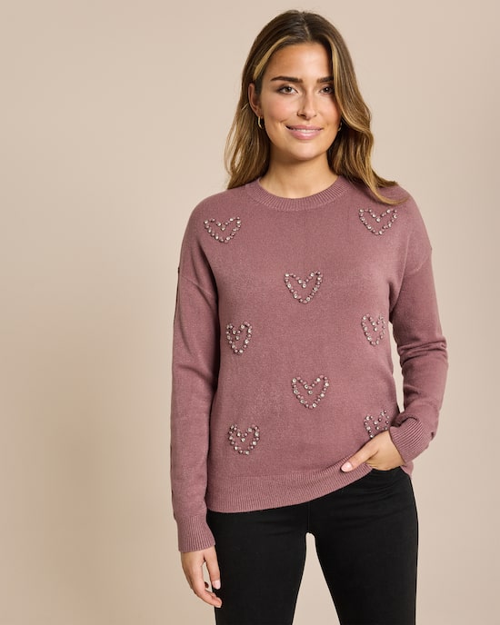 Produktabbildung für Pullover mit Perlenherzen