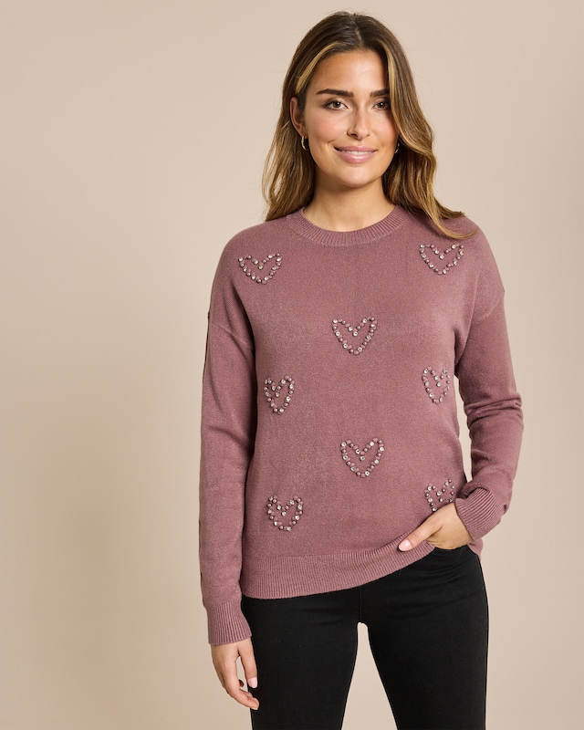 Pullover mit Perlenherzen