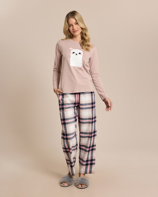 Produktabbildung für Pyjama mit Flanellhose und Shirt
