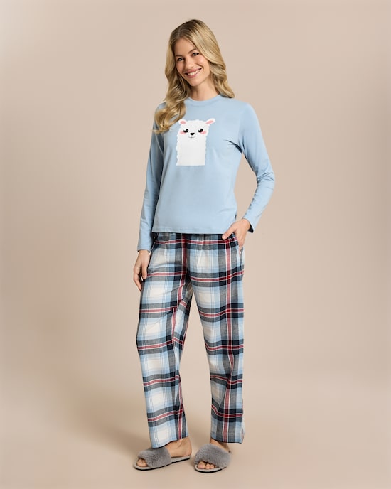 Produktabbildung für Pyjama mit Flanellhose und Shirt