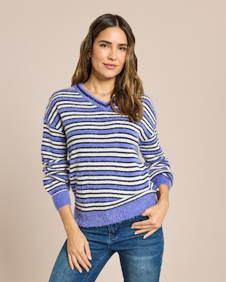 Produktabbildung 1 für Streifenpullover mit Flauschgarn