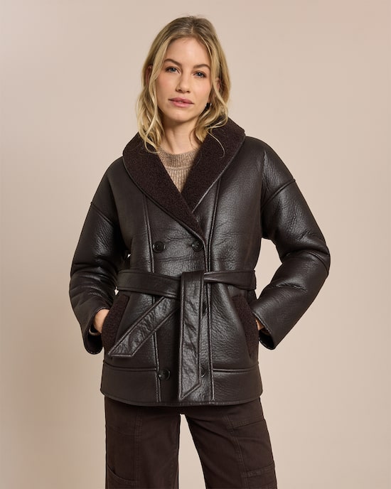 Produktabbildung für Shearling Jacke mit Gürtel